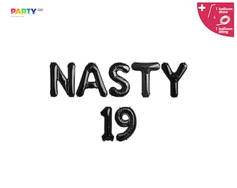 Nasty 19 Balloon Banner | Girl Birthday Party | 19th nineteen nineteenth Decoration