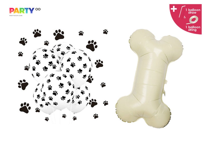 Dog Bone Balloon  Large  Doggie Birthday Decorations  Whole Set