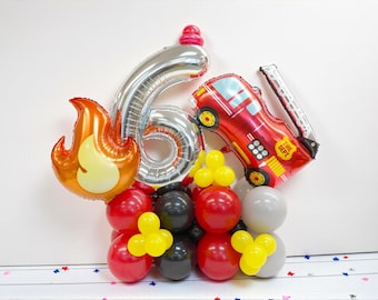 Fire Truck Balloon Column Kit: Sound the Alarm Kids Birthday Party Decoration