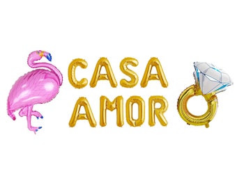 Casa Amor Balloon Banner | Love Island Theme Flamingo Balloon | Beach Bach Decorations Bachelorette Miami Bachelorette | Hawaiian Party