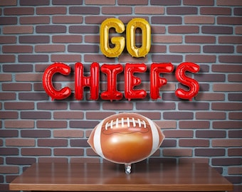 Go Chiefs Balloon Banner: Super Football Kansas City Game Day Tailgate Party Decorations
