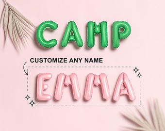 Camp Bach Custom Name Balloon Banner: Bachelorette Party Decorations Summer Camp Girls Trip Decor