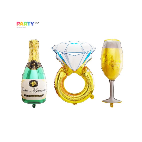 Engagement Ring Balloon Champagne Bottle Glass Balloon Etsy