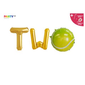 Two Balloon Banner with Tennis ball balloon  | Tennis Themed 2nd Birthday Party Decorations | 2nd Birthday Tennis Theme