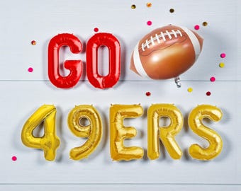 Go 49ers Balloon Banner: Super Football Game Day Tailgate Party Decor