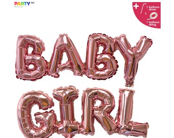 BABY GIRL Script Balloon | Rose Gold Gender Reveal Balloon Banner | Gold/Silver/Rose Gold | Gender Reveal Party Decor