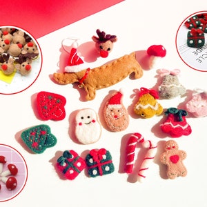 Christmas Felt Decorations Felt Gingerbread Man Felt Snowman Felt jingle bells Felt Santa Claus Felt Pom Garland Felt Ball Kit image 1