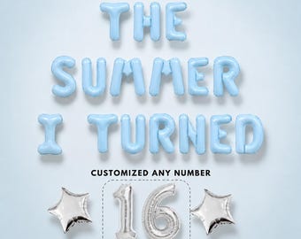 The Summer I Turned 16 Birthday Balloon Kit: Customize Any Number Blue Party Decor