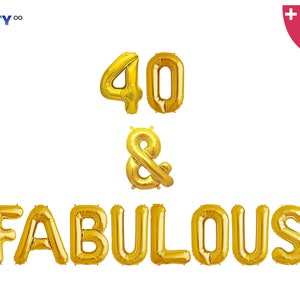40 & Fabulous Banner | 40th Birthday Party Balloons | 40th Birthday Decorations | Forty Birthday Decor | 40 Birthday