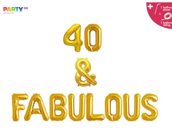 40 & Fabulous Banner | 40th Birthday Party Balloons | 40th Birthday Decorations | Forty Birthday Decor | 40 Birthday