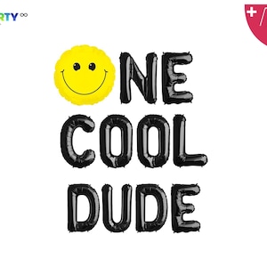 One Cool Dude Birthday Banner First Birthday Balloons | 1st Birthday Bear Balloon | Cool Dude 1st Birthday Party | Smily Face Balloon 17&#39;&#39;
