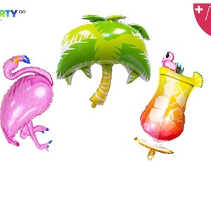 Summer Party Balloon Decorations | Flamingo/Palm Tree Drink Balloon | Beach Bach Decorations | Tropical/Hawaiian/Miami Bachelorette Decor