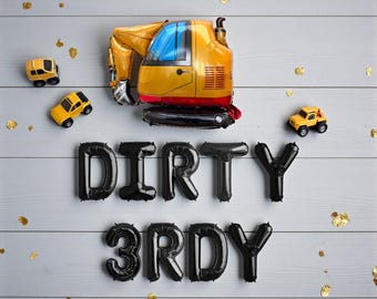 Dirty 3rdy Third Birthday Balloons: Excavator Party Decor