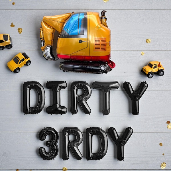 Dirty 3rdy Third Birthday Balloons: Excavator Party Decor