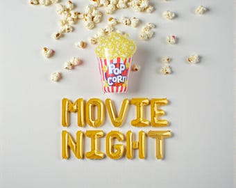 Movie Night Balloon Banner: Popcorn Decorations Party Decor