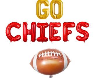 Go Chiefs Balloon Banner | Superbowl Party Decor | Kansas City Chiefs Fans | Football Balloon | Sports Theme | NFL Party decor