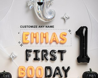 First Booday Custom Name Halloween 1st Birthday Balloon Kit: Little Boo Spooky Fall Party Decor
