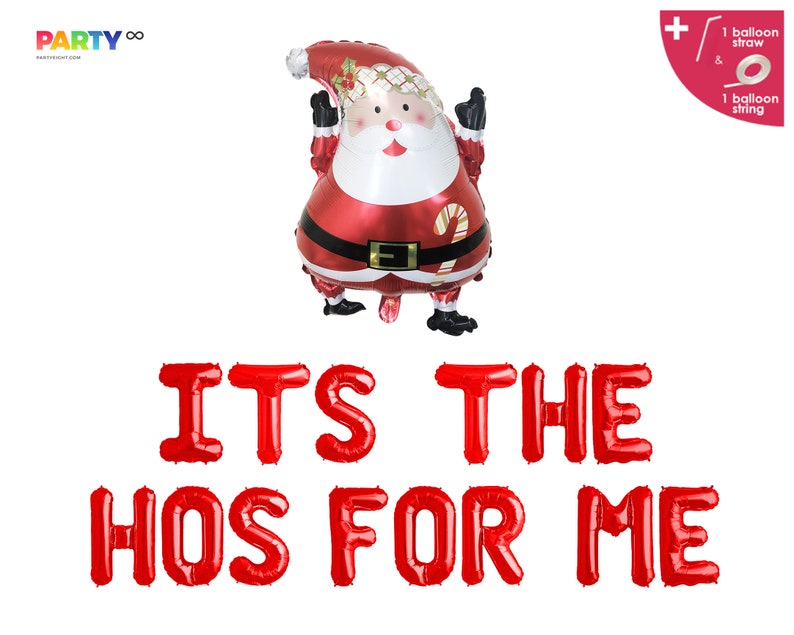 Its The Hos For Me Balloons Banner  Christmas Party Funny Red