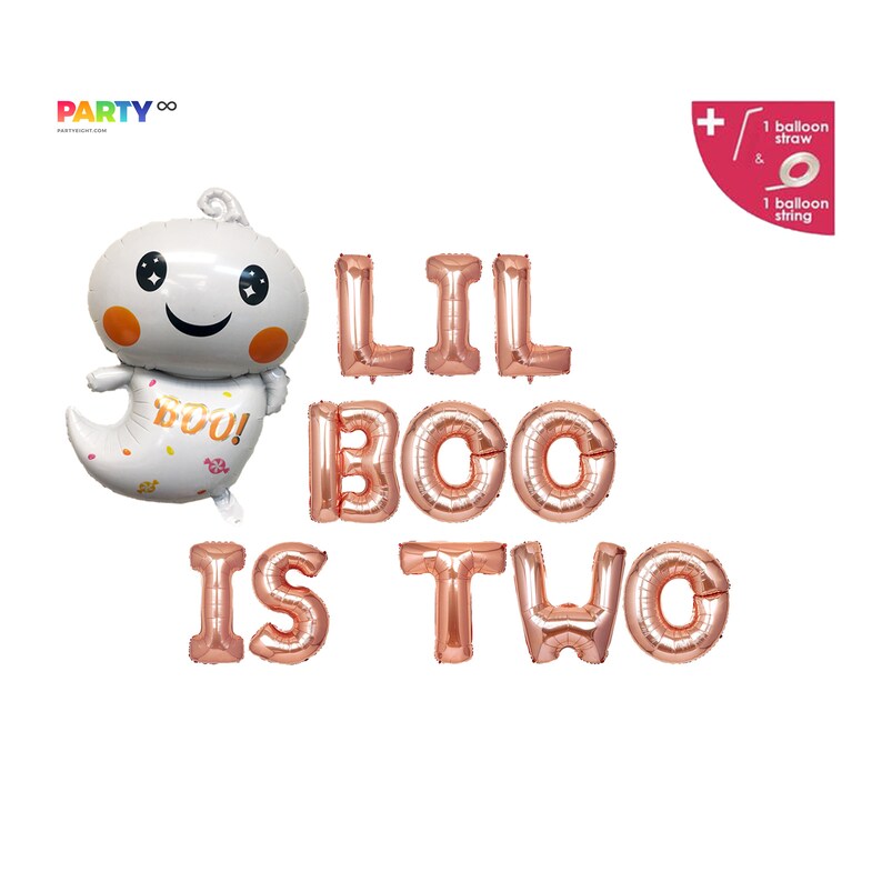 Lil Boo Is Two 2nd Birthday Halloween Themed 2nd Birthday Banner Decorations Little Boo Birthday Our Little Boo is Turning Two Rose Gold