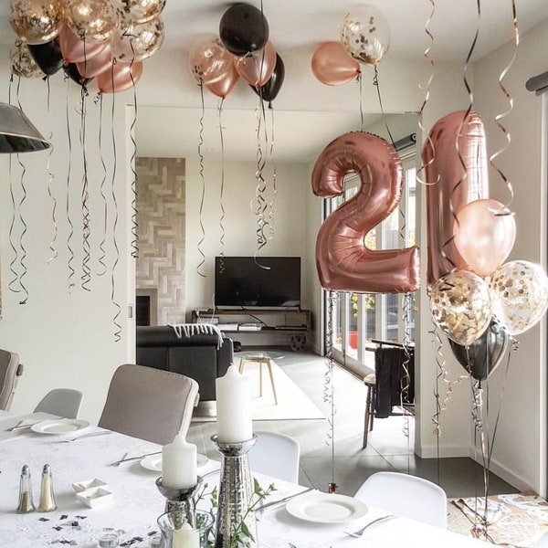 Rose Gold 21st Birthday decor set | Jumbo 21 Big number| 21st Birthday party ideas | 21st Birthday gifts for her | 21st birthday balloon kit