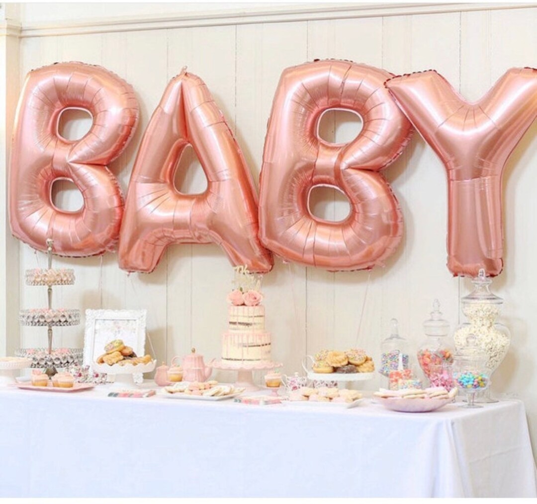 Baby Giant Letter Balloon Rose Gold Baby Shower Decorations - Etsy