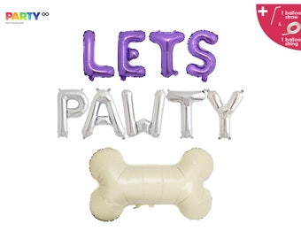 Lets Pawty Balloons | Dog Puppy Birthday Party Decoration | Custom Dog Birthday Party Decoration Banner | Dog Bone Balloon