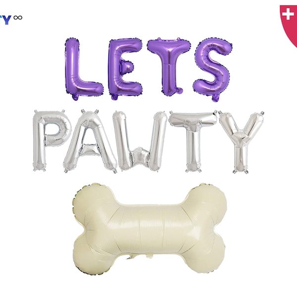 Lets Pawty Balloons | Dog Puppy Birthday Party Decoration | Custom Dog Birthday Party Decoration Banner | Dog Bone Balloon