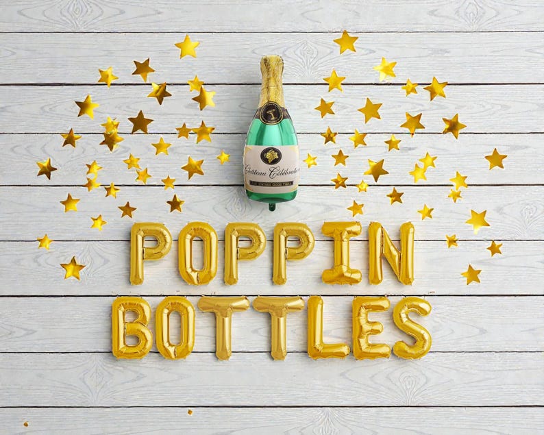 Poppin Bottles New Year's Eve Champagne Balloon: Bridal Shower Wedding ...