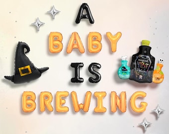 A Baby Is Brewing Halloween Baby Shower Balloon Kit: Witchy Gender Reveal Decorations Set