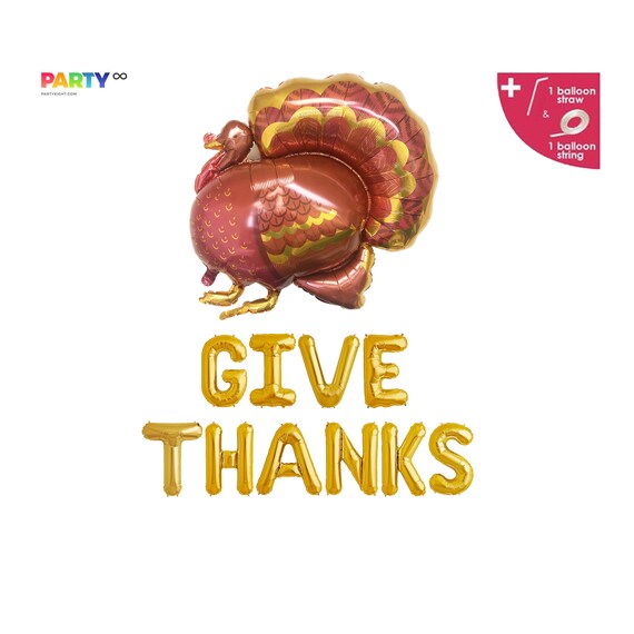 Turkey Balloon Give Thanks Balloon Banner | Thanksgiving Balloons Decorations | Friendsgiving Balloons | Happy Thanksgiving Banner Il_570xn