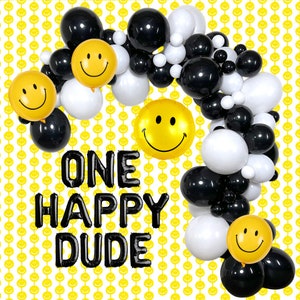 One Happy Dude Birthday Banner First Birthday Balloons | 1st Birthday Dude Balloon | Happy Dude Balloon Garland | Smily Face Balloon