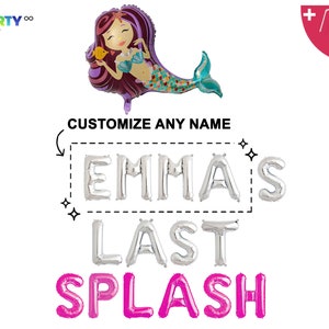 Custom Last Splash Mermaid Bachelorette Bridal Party | Bridal Shower Mermaid Theme party  | Beach Bachelorette Party Balloon Letters/banner