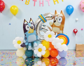 Pastel Rainbow Balloon Garland with Bluey Balloon Birthday Arch: Kids Party Decor Set