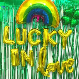 St Patricks Day Bachelorette Party Banner | Lucky In Love | St Patricks Day Engagement/Proposal/Bachelorette Party Decorations