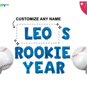 Customize 1st Rookie Year Banner | Baseball MLB theme Birthday Party Banner | Sports theme 1st Birthday Balloon Decor | Baseball Themed