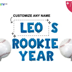 Personaliza la pancarta del primer año de novato / pancarta de fiesta de cumpleaños con temática de béisbol MLB / decoración con globos para el primer cumpleaños con temática deportiva / temática de béisbol