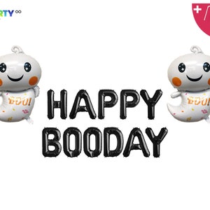 Happy Boo Day Banner Balloon | Halloween Themed Birthday Banner Decorations | Little Boo Birthday | Halloween Birthday