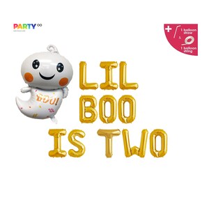 Lil Boo Is Two 2nd Birthday Halloween Themed 2nd Birthday Banner Decorations Little Boo Birthday Our Little Boo is Turning Two Gold