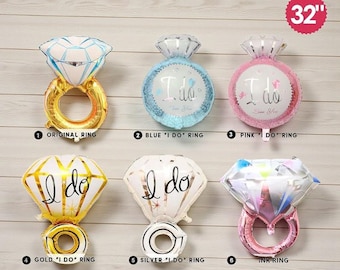 Ballons pour bague de fiançailles en diamants : décoration de fiançailles pour la fête de la mariée, décoration d'enterrement de vie de jeune fille
