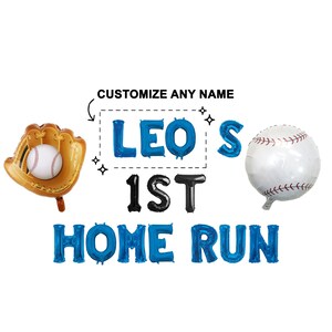 Personaliza el primer cartel de jonrón / Cartel de fiesta de cumpleaños con temática de béisbol MLB / Decoración con globos para el primer cumpleaños con temática deportiva / Temática de béisbol