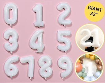 Giant White Number Balloon 32'': Birthday Party Decoration