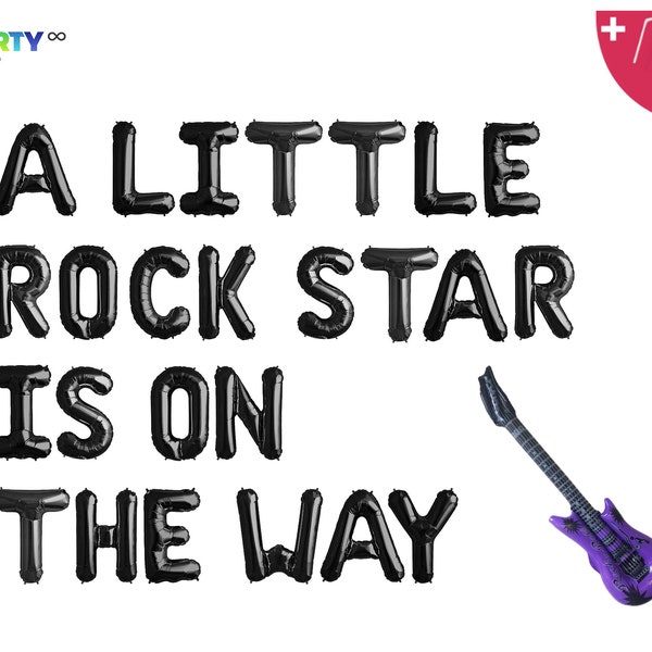 A Little Rock Star Is On The Way balloon banner | Music Rock n Roll Baby shower| Guitar Instrument Party Balloon | Music theme baby shower