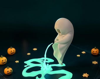 Funny Peeing Ghost Halloween Decor: Glow in the Dark Figurine Spooky Desk Gag Gift