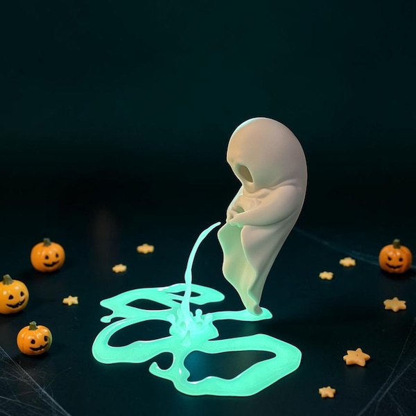 Funny Peeing Ghost Halloween Decor: Glow in the Dark Figurine Spooky Desk Gag Gift