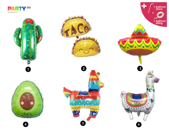 Mexico Party Theme Decoration Balloons | Cactus Balloon | Taco Bar Fiesta Decor | Avocado Balloon | Mexico Party Decor | Sombrero Balloon Il_570xn