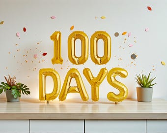 100th Day Celebration Balloon Kit: Baek-il Korean Decor Gold Rose Gold Silver Party Balloons