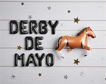 Derby de Mayo Balloon Banner: Kentucky Derby Horse Race Party Decor