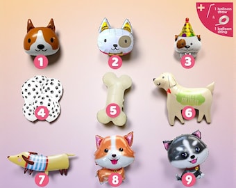 Set de globos para fiesta de cachorros: Decoraciones de cumpleaños para perros con globos de Corgi, Husky y Dachshund
