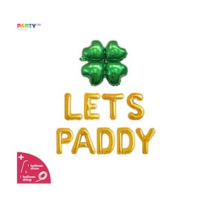 Lets Paddy Balloon Banner | St Patricks Day Party Decorations |  St Paddys Day Decorations | t Patrick Day Party Decor St Paddys Banner