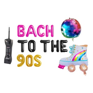 Bach to the 70s/80s/90s/60s balloon banner | Retro themed Bachelorette party decorations | Groovy Bachelorette Party Decorations